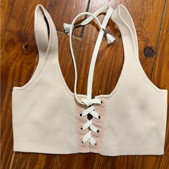 Cream Ribbed Crop Top - Picture 3 of 3